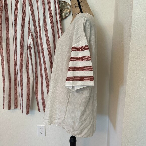 NWOT - Boho Linen Blend 2-Piece Set – Striped Wide-Leg Pants & Tunic Top - Picture 4 of 5